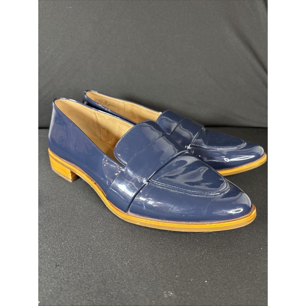 Aerosoles Women's Eden Patent Lather Loafer, Navy, Size 10
